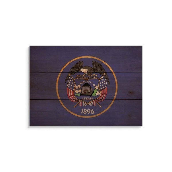 15 x 11 in. Utah State Flag Wood Art, Wile E. Wood, Mfr#: FLUT-1511